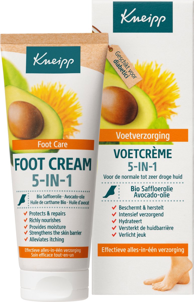 Kneipp safloerolie avocado-olie 5 in 1 Voetcrème - 75 ml