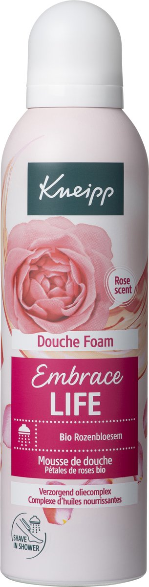 Kneipp Embrace Life - Douche foam - Doucheschuim - Met biologische rozenbloesem - Anti-Aging verzorging - Voor de rijpere huid - Bloemig - Vegan - 200 ml