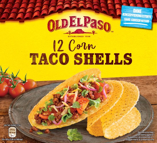 Old El Paso Taco Schelpen - 8 x 12 stuks - Tortilla Mexicaans - Vegetarisch & Glutenvrij - Taco’s Voordeelverpakking