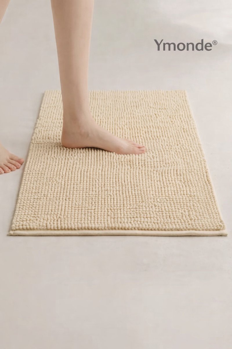 Ymonde Khaki Anti-Slip Badmat met Noppenpatroon – 40×60 cm – Waterabsorberend – Badkamer Mat – Veilig & Comfortabel