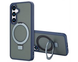 Accezz Hoesje - Geschikt voor Samsung Galaxy S24 Plus - Ring Stand Backcover met Magnetische Ring - Blauw