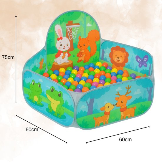 BDGoods® - Ballenbad - Inclusief 50 Ballen - Ballenbak voor Kinderen - met Basketbalring - Kinderspeelgoed 1 Jaar / 2 Jaar / 3 Jaar / 4 Jaar - Kind - Peuter - Ballen voor Ballenbak - Ballenbak Baby - Opvouwbaar - Jongens en Meisjes - Ball Pit van Merkloos — afbeelding 5