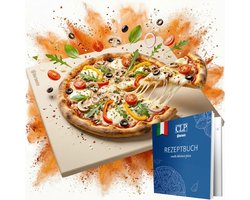 CLP Pizzasteen bbq oven en grill - 38x30 cm - Cordieriet steen onbreekbaar extreem hittebestendig tot 900°C - met receptenboek - wit