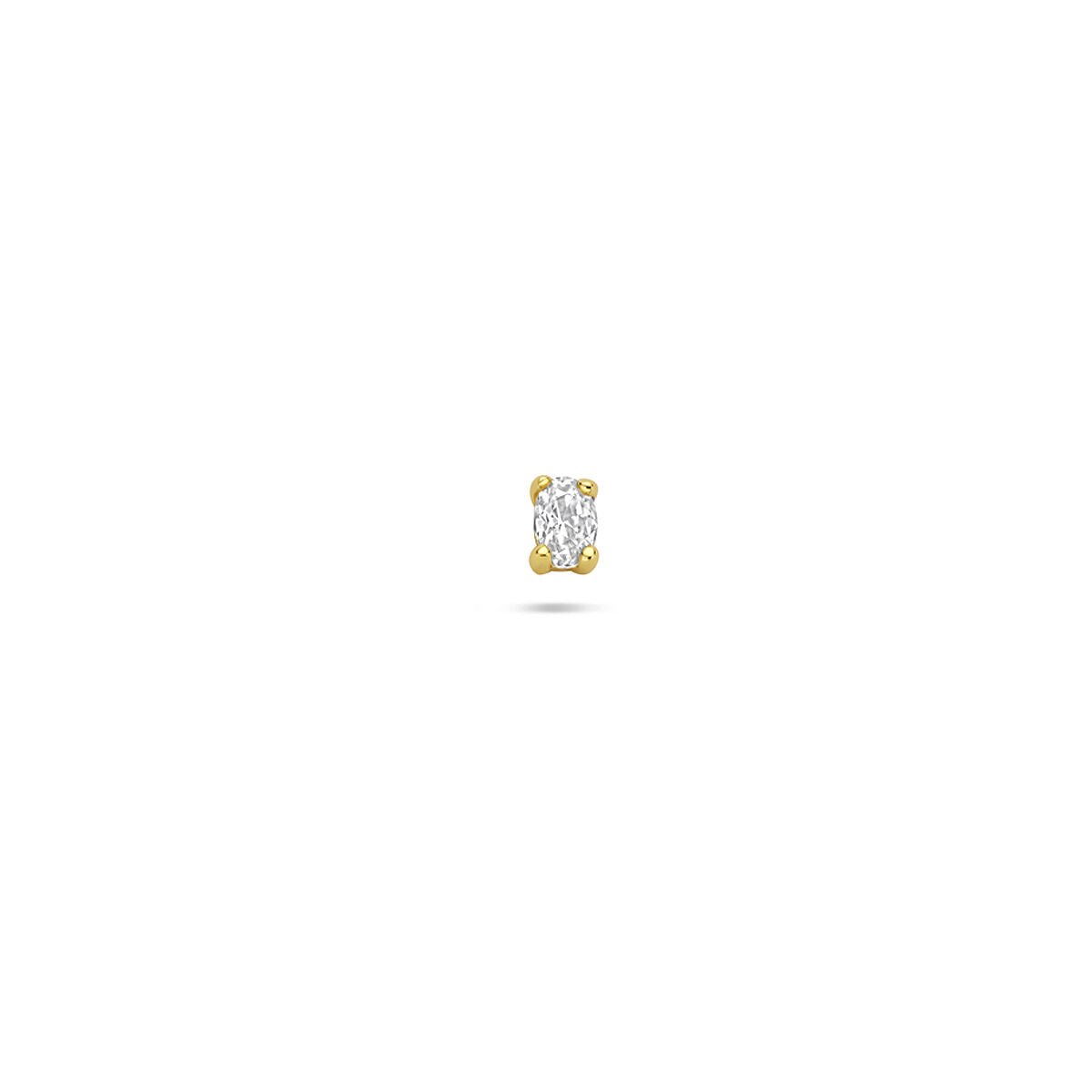 Zilveren vergulde flat back piercing ovaal zirkonia 3 mm 1 micron - 2