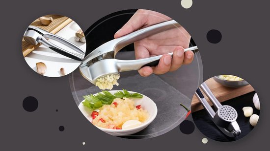 HI NATURE™ knoflookpersen - Premium Knoflookpers met RVS Coating - Gemberpers - Garlic press - Ergonomische Handgreep knoflook pers - Duurzaam & Vaatwasserbestendig - Zilver (RVS)