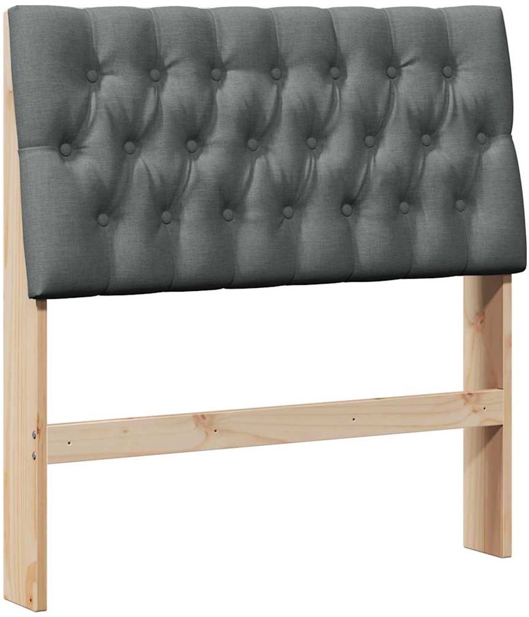 vidaXL Gestoffeerd - hoofdbord - Donkergrijs - 90 - cm - Massief - grenenhout