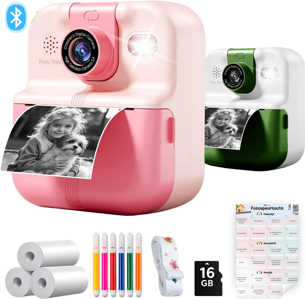 Atyhao Digitale Camera voor Kinderen, 1080P 2.0-inch Kindercamera met Flitslicht Mini-cartoon