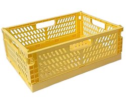 IMPERATORIS® Klapkrat - Vouwkrat - Opvouwbare Boodschappenkrat - Stapelbaar - Robuust Kunststof -2.7 Liter - Voor Auto en Thuis - 1 Stuk - geel