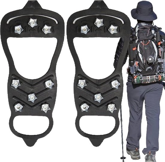 Stijgijzers Voor Bergschoenen - Stijgijzers - Sneeuwijzers - Anti Slip Sneeuwzolen - Schoenovertrekken - Wintergrip - Schoen Spikes - Crampons - Voor Dames Of Heren - 8 Spikes - Voor wandelen, vissen, klimmen en hiken - Voor schoenmaat 41-46
