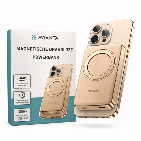 Avianta Magnetische Powerbank 10.000 mAh Draadloze Snellader - Avianta - €34,95