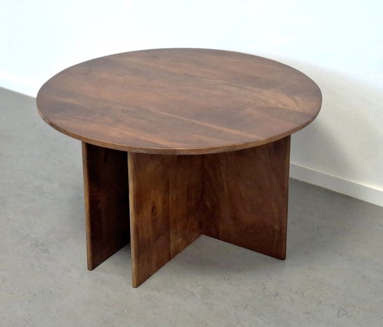 salontafel rond 80cm Japandi walnoot mangohout
