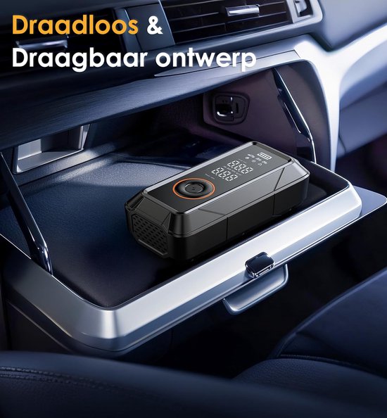 Elektrische Fietspomp 4000mAh - Draagbare Luchtcompressor met LED - Voor Auto, Fiets & Ballen - Incl. 4 Opzetstukken — afbeelding 2