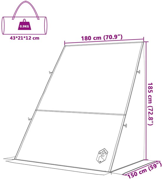 vidaXL - Waterbestendige - Tent - 190 - x - 150 - x - 230 - cm van Vidaxl — afbeelding 5