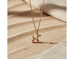 Ketting hond goudkleurig – Balloon Dog bedel – Stainless steel dames ketting – SK Sieraden
