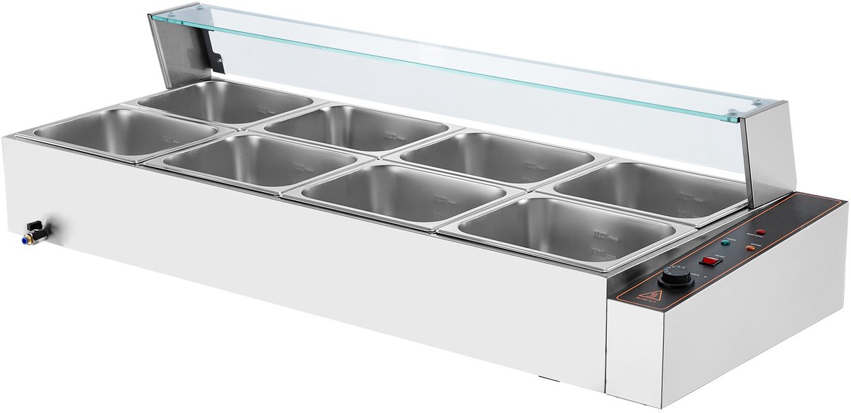 Voedselverwarmer Chafing Dish Gastronorm Container 8x8Qt Buffetglasplaat