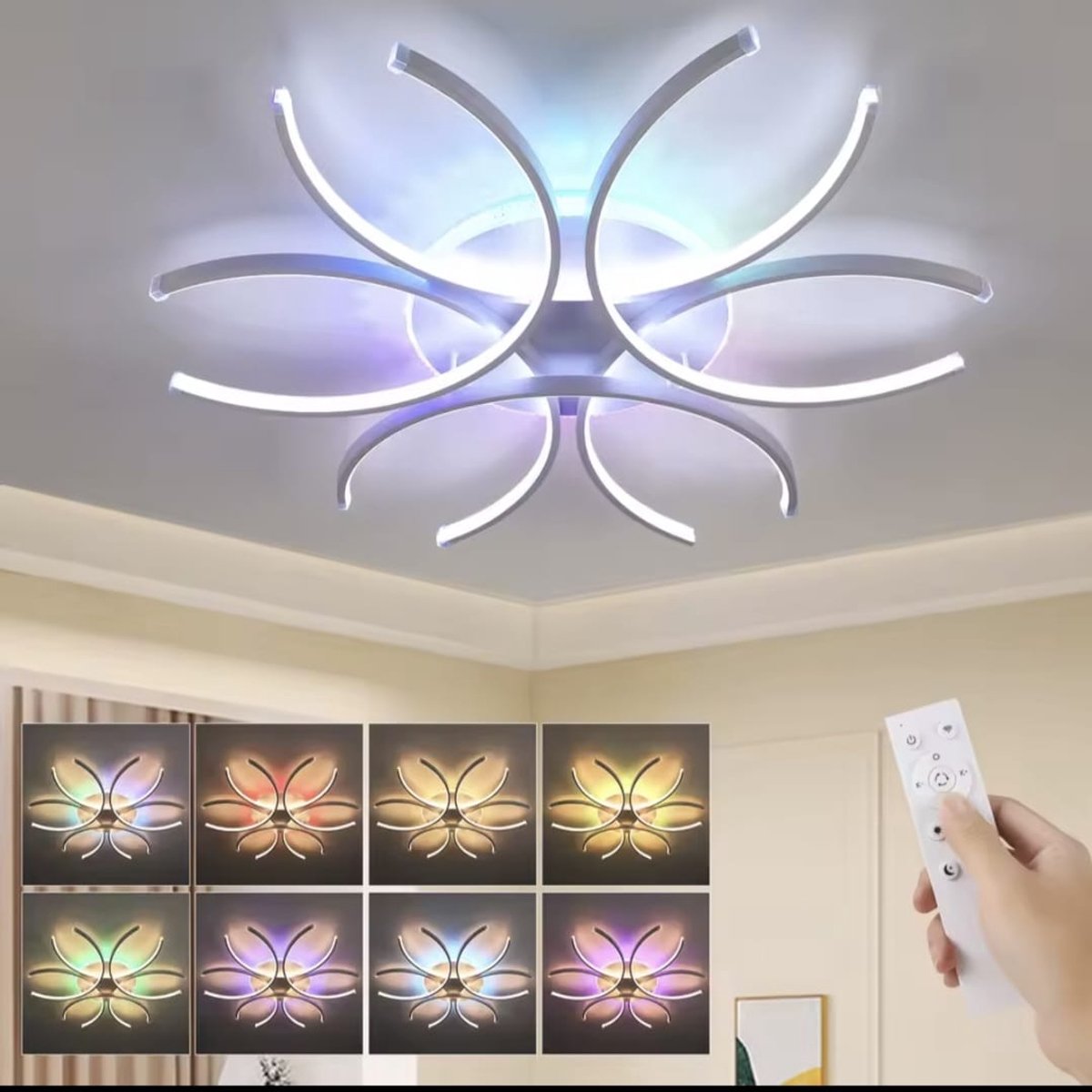 Mrs. Joness - RGB Ventilator Lamp - Smart Lamp - 3 Standen - Dimbaar - Zwart - Kroonluchter Ventilator - Woonkamer Lamp