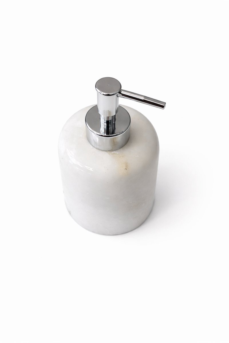 Marmeren Zeeppomp – Wit– Luxe Natuursteen – Zeepdispenser met Chromen Pomp