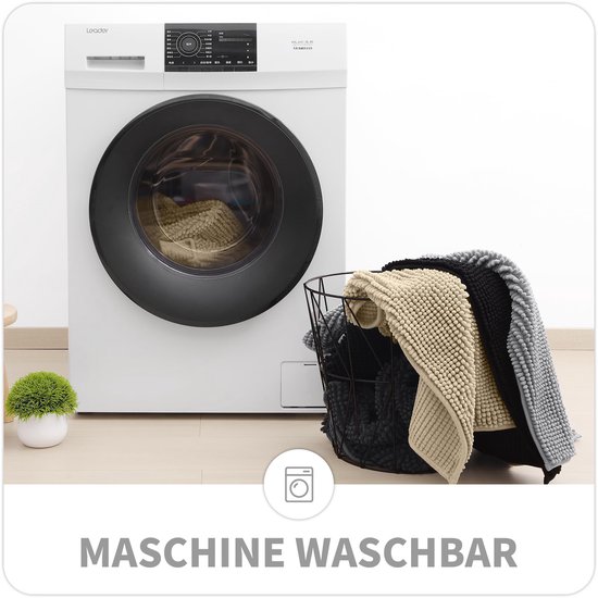 Homaxy Chenille Badmat - Antislip badmat - Absorberende badmat - Fluffy badkamervloermat - Zwart - 50x80 cm