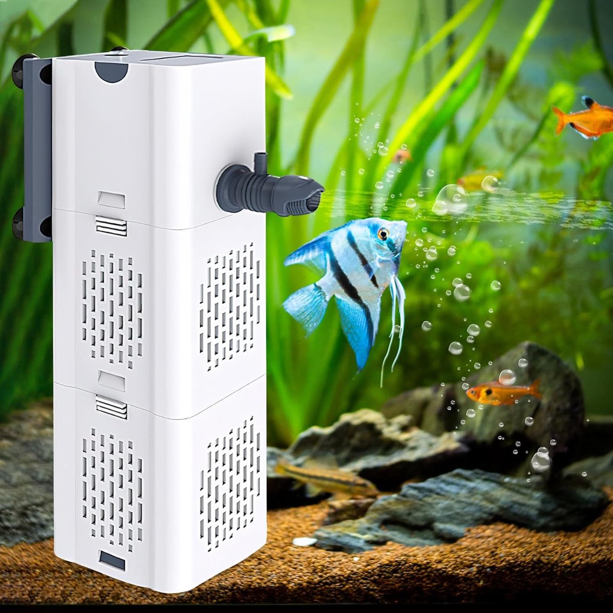 Sander Shop Binnenfilter voor aquarium, 60 liter, aquariumpomp met filter, aquariumfilter, pompen & filter voor aquaria, aquarium, pomp, 60 l, 60 l, garnalen filter thumbnail 4