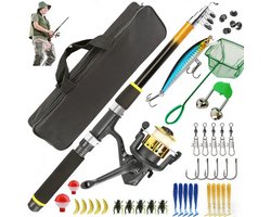 Visspullen - Visuitrustingsset - Hengelsport - Kindervishengel - 1.8m telescopisch - vishengel voor volwassenen - Inclusief hengel, molen, lijn, zacht aas, netzak en accessoires - Geschikt voor zowel beginnende als enthousiaste vissers
