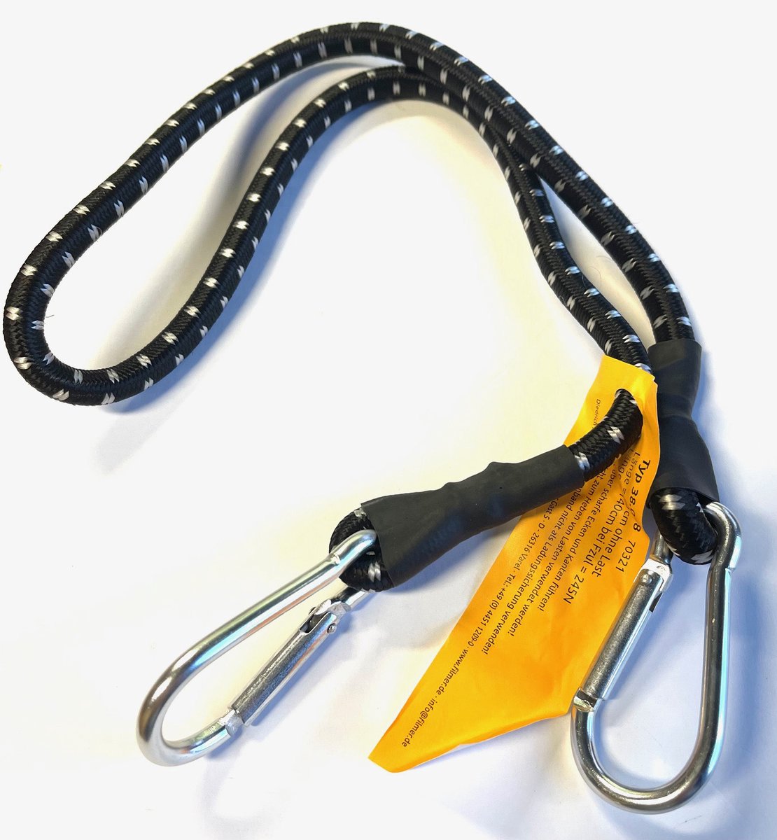 Karabijnhaak met Elastiek - voor Bagage of Trolley – Aanhanger Spanband - 80 cm - Bagageband - Snelbinder