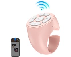 Bluetooth Ring - Oplaadbare - App Bediening - Vinger-scroller - Bladzijde omslaan - Selfie-knop - Slimme Bediening voor je Smartphone - Bluetooth 5.3 - Geschikt voor TikTok YouTube Snapchat - Geschikt voor iOS 15.0 en Android 8.0 en hoger - Roze