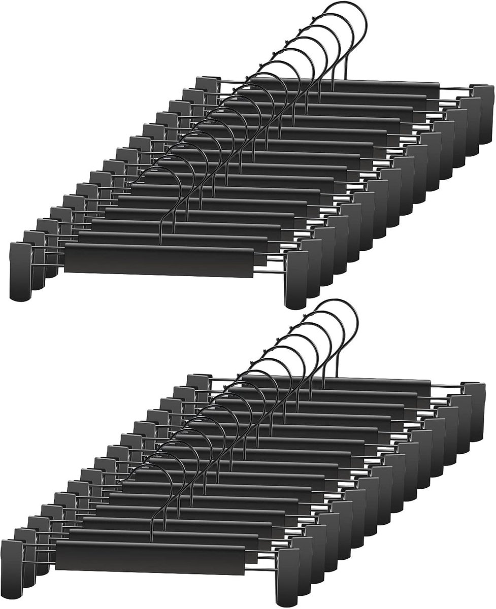 Famanu – Broekhangers set van 20 met draaibare clips, ruimtebesparend en stevig, zwart