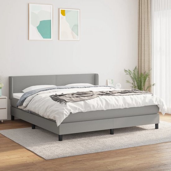 vidaXL-Boxspring-met-matras-stof-lichtgrijs-160x200-cm