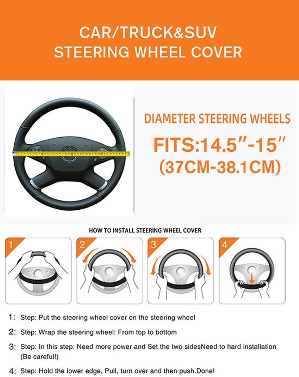 COCHO® SportDrive Set – Blauw | Stuurhoes + 2x Gordelhoezen + Auto Interieur Verlichting | Luxe Comfort Auto Upgrade | Universeel 37–39 cm – foto 2