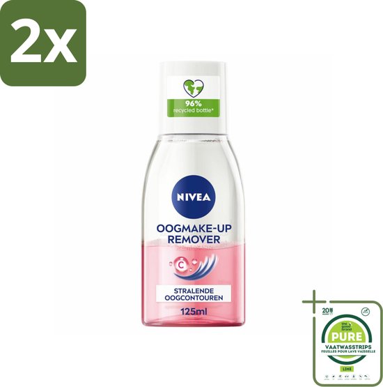 NIVEA - Oogmake-up Verwijderaar - Verzorgend - Voor waterbestendige make-up - Met Vitamine C - 125 ml - Voordeelverpakking - 2 stuks - NIVEA oogmake-up remover - Waterproof mascara verwijderen