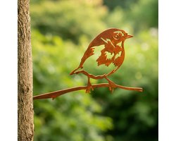 Metalbird Roodborstje - Tuindecoratie buiten - Cortenstaal -