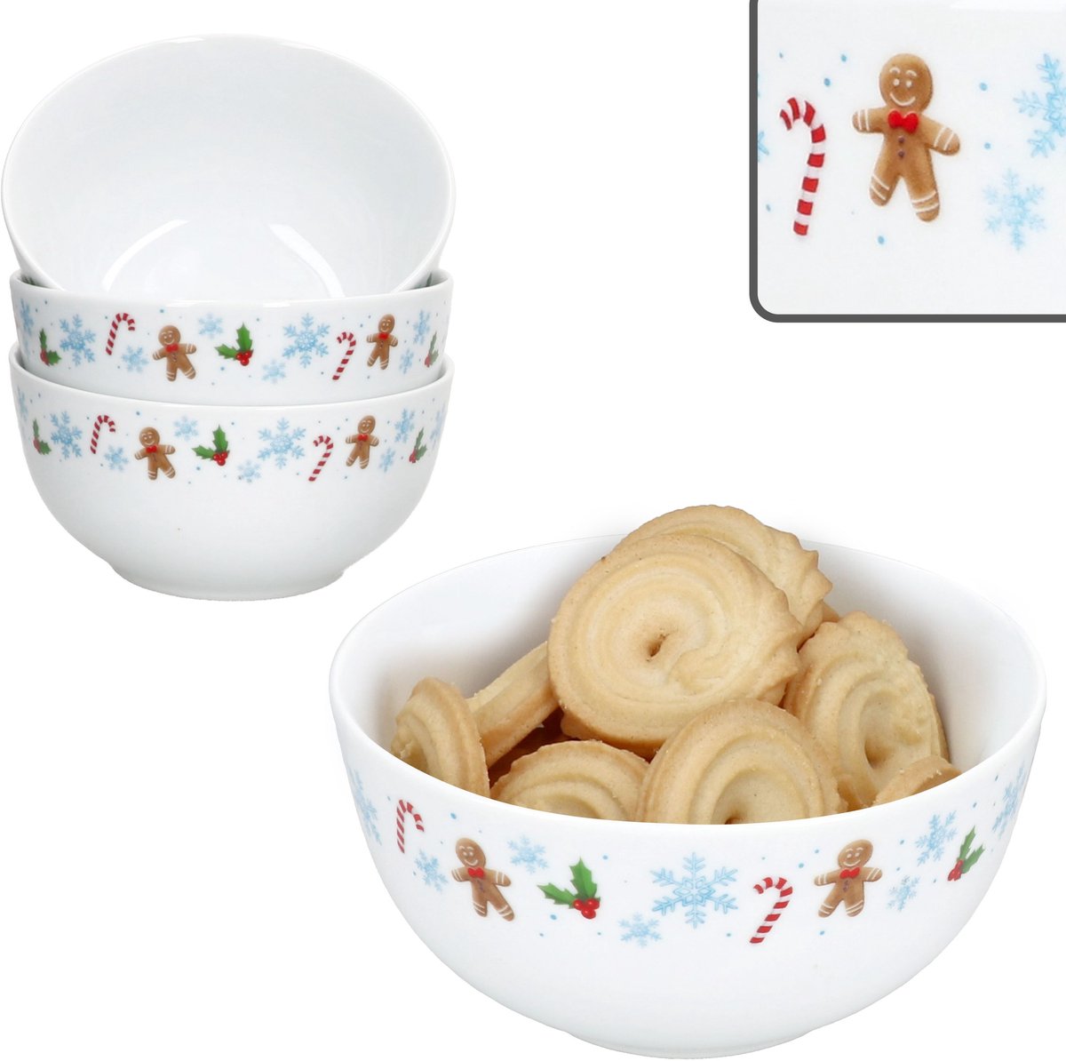 4-delig set Candyman-gebakjesbakjes van porselein