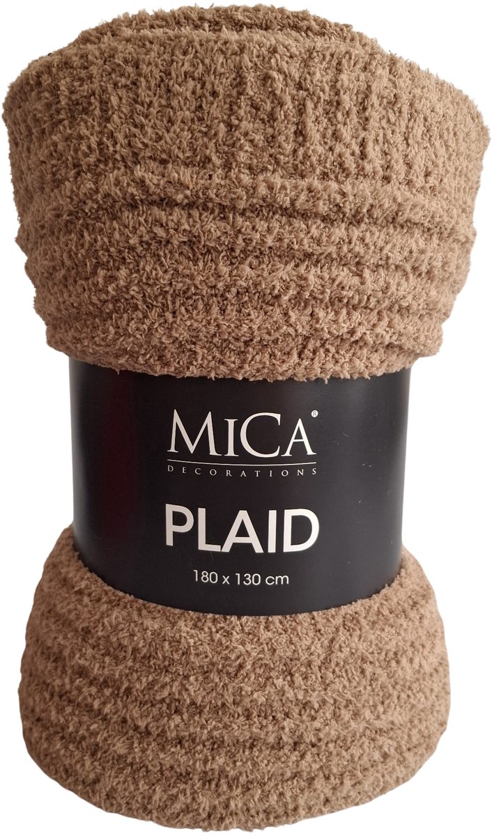 Mica Charlene Fleece Plaid 180x130 cm – Zacht Woondeken – Lichtbruin
