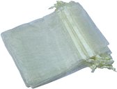 Prigta - Organza Zakjes Crème 7 x 9 cm - 50 stuks - Luxe Cadeauzakjes - Herbruikbaar - Voor Bruiloft, Bedankjes & Sieraden