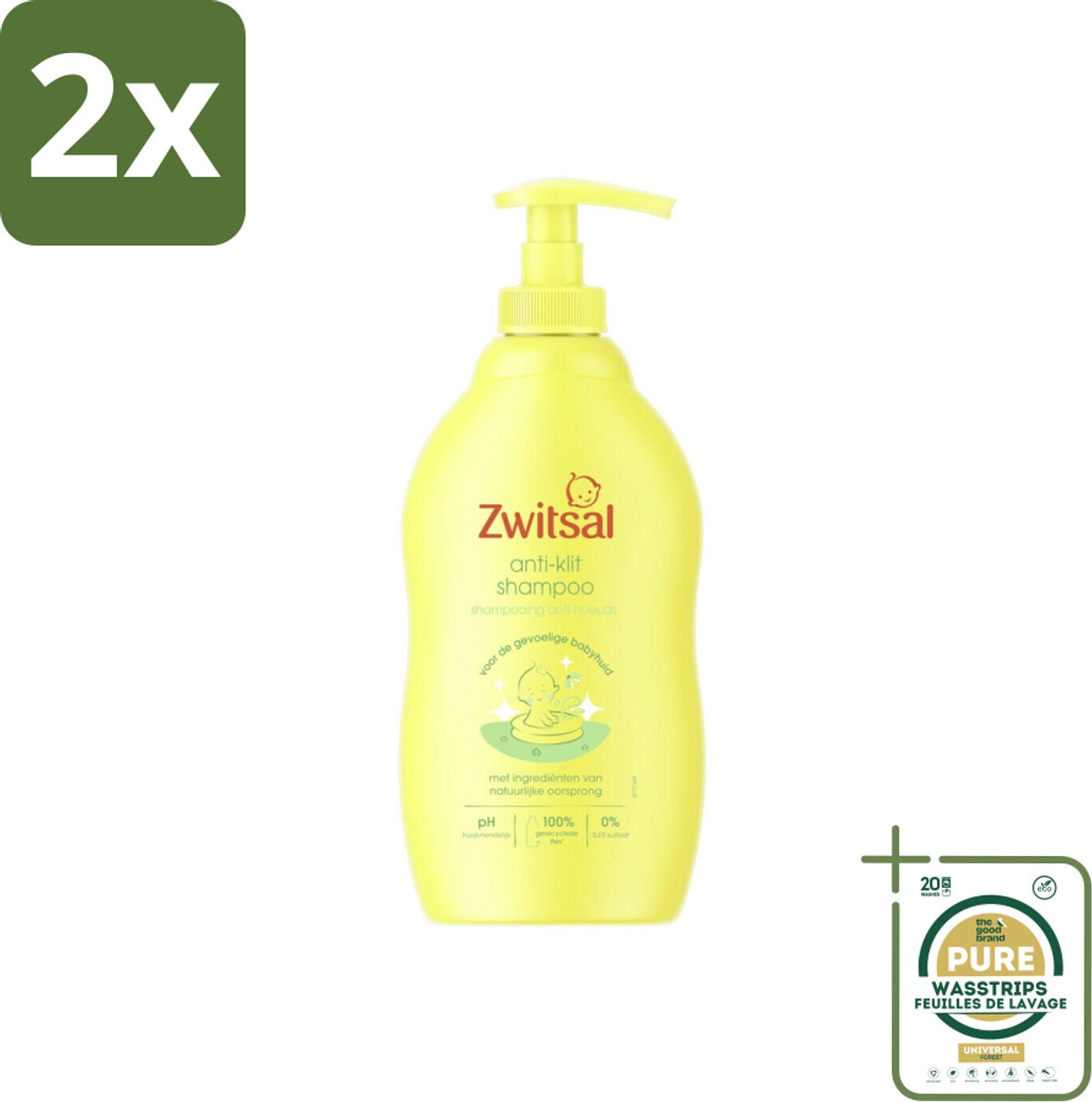 Zwitsal - Anti-Klit Shampoo - Voor Makkelijk Doorkambaar Haar - 400 ml - Voordeelverpakking - 2 stuks - Zwitsal shampoo - Baby haarverzorging
