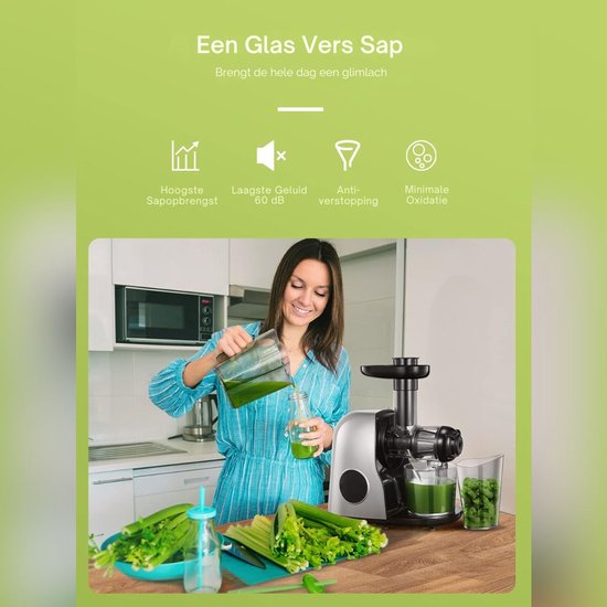 SNJY® Slowjuicer - Juice Maker - Extracteur De Jus - 220 V - Zilvergrijs van SNJY — afbeelding 2