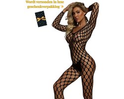 Sexy Erotische Body – Netstof – Gaas – Open Kruis Catsuit – Sexy Bodystocking – Erotische Lingerie voor Vrouwen – Stretch – Sexy Lingerie – Lingerie Erotisch – Kinky – Clubwear – One Size – Dare to Undress
