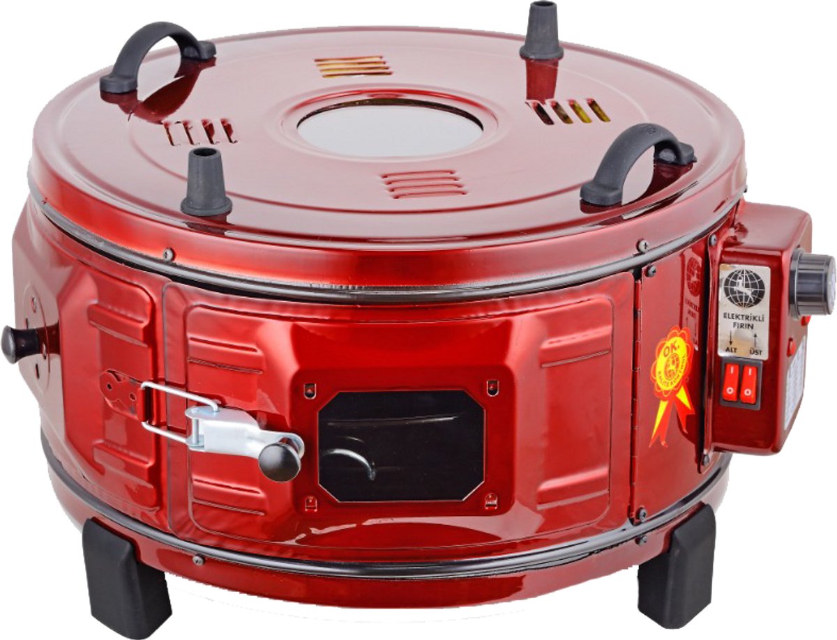 Ertone ERT-MN9010VS Elektrische Oven 40 L | Ronde Vrijstaande Mini Oven Met Thermostaat | 2×650 W Verhitting & Emaillen Binnenkant