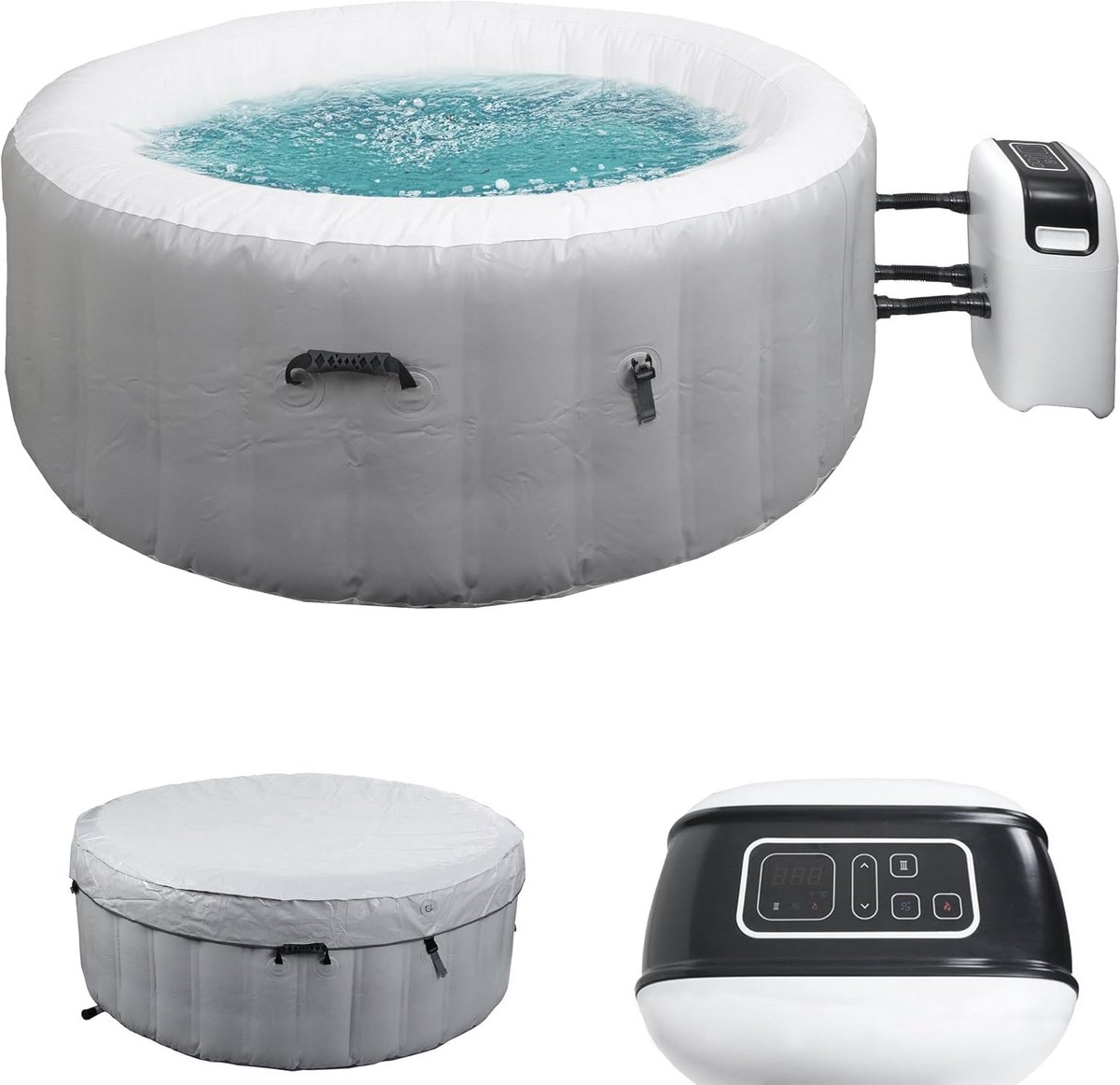 Luxe Vierkante Premium Spa Celestia 6-Persoons (180 x 180 x 70 cm) – Semi-Rigide Schuim, 90 Krachtige Jets & 42°C PTC Verwarming – Alta Furniture