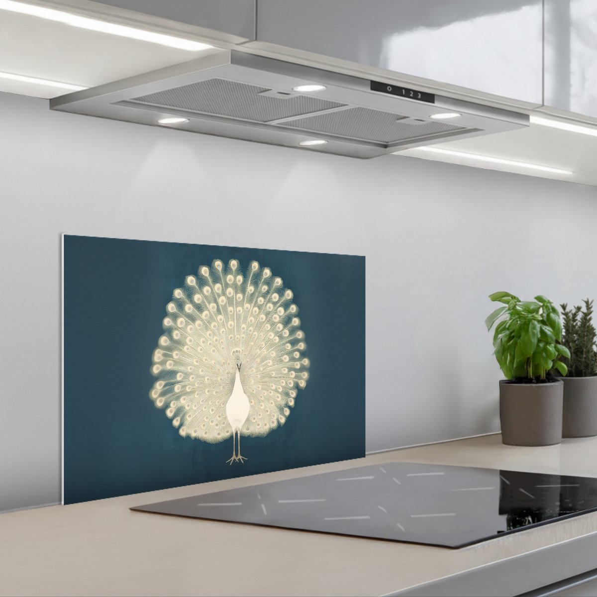 KitchenYeah Spatscherm 60x40 cm Zelfklevende achterwand Vogel Blauw Vintage Keuken muurbeschermer Spatwand fornuis