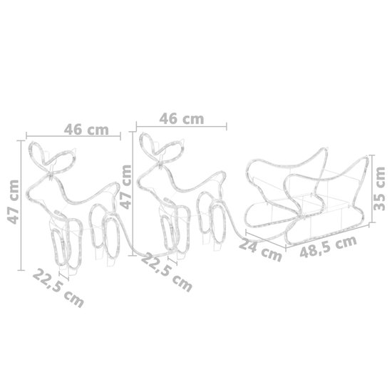 vidaXL - Kerstdecoratie - rendieren - en - slee - 576 - LED's