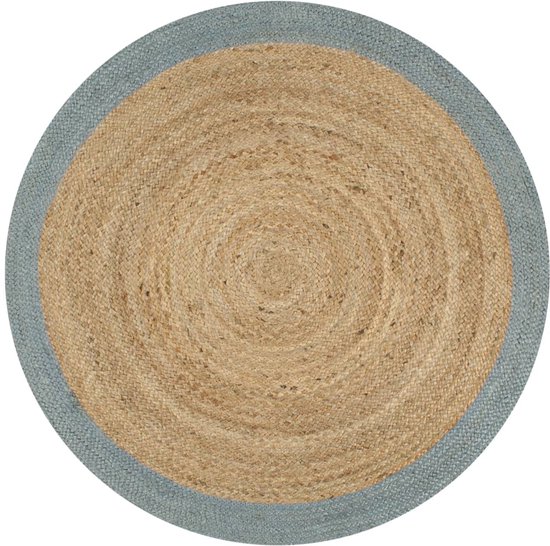 VDXL Vloerkleed handgemaakt met olijfgroene rand 150 cm jute
