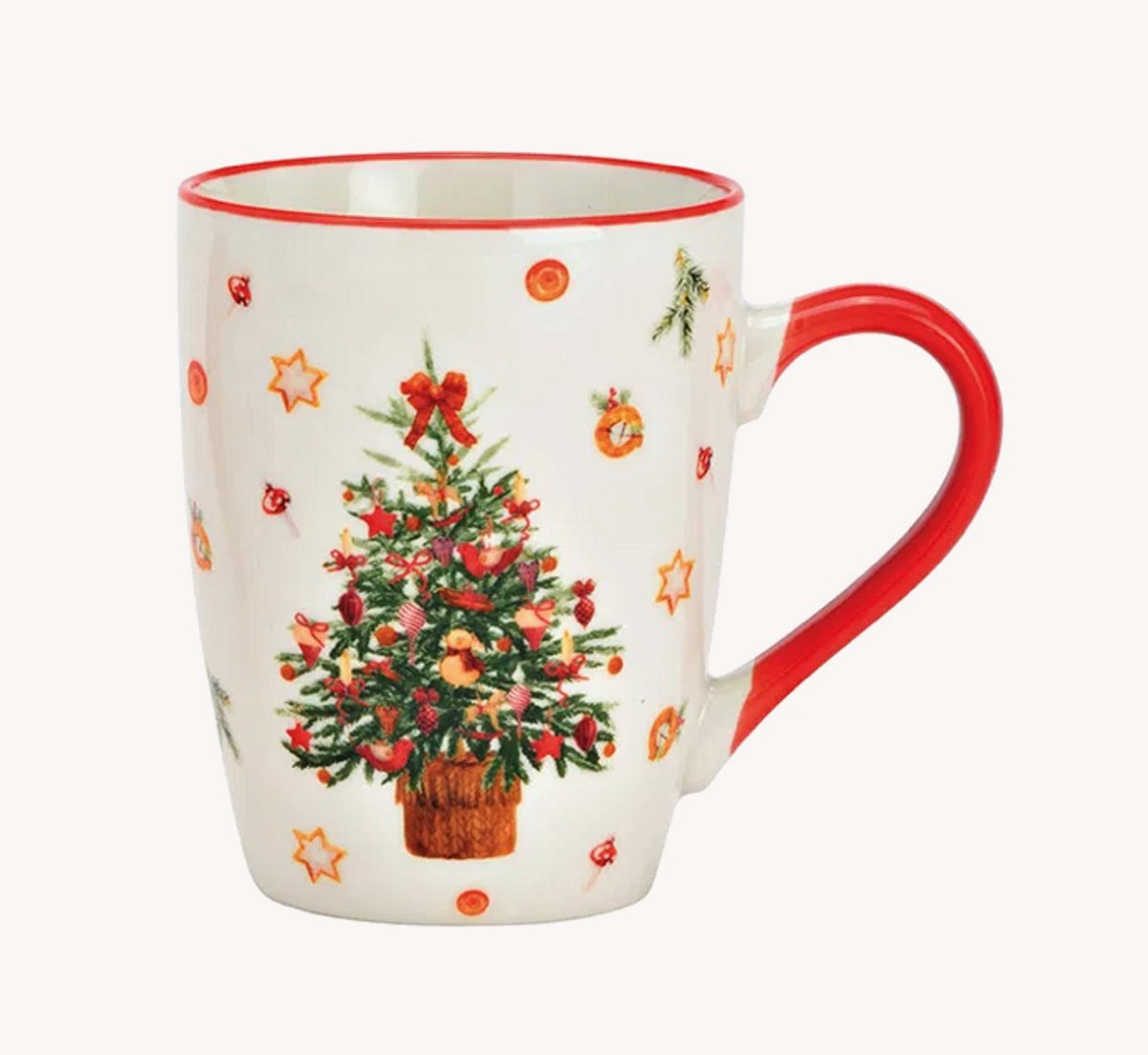 Mok kerstboom wit, (B/H/D) 12x10x8cm 340m