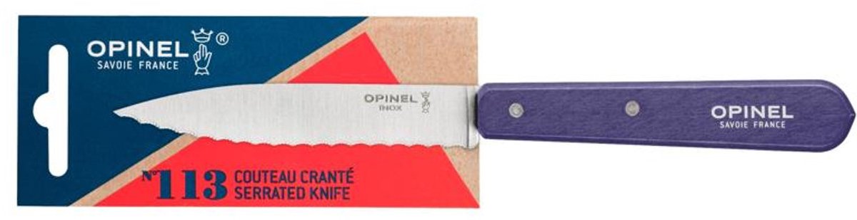 Opinel Gekarteld Schilmes N°113 - Robuust Mes met Microvertanding - Paars
