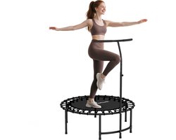 SPORTNOW Fitness Trampoline Staal, Kunststof Ø102 x 116-132H cm Zwart