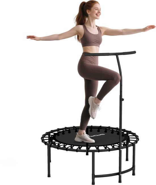 SPORTNOW Fitness Trampoline Staal, Kunststof Ø102 x 116-132H cm Zwart