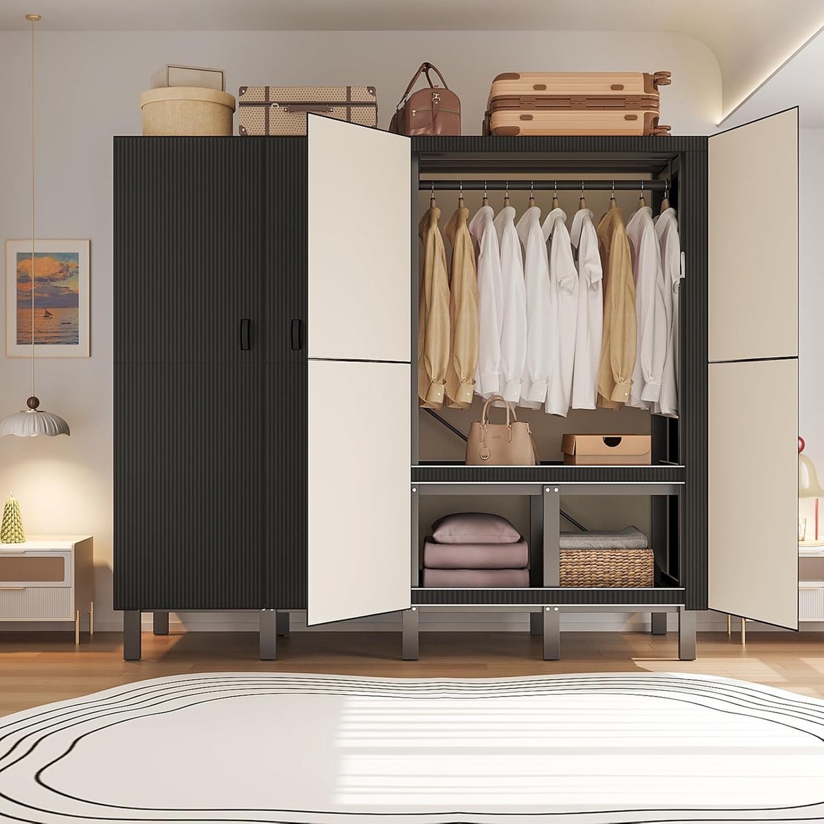 Draagbare Stoffen Kledingkast 190 cm - 190 cm – Opvouwbaar Kledingrek - Medahomestore