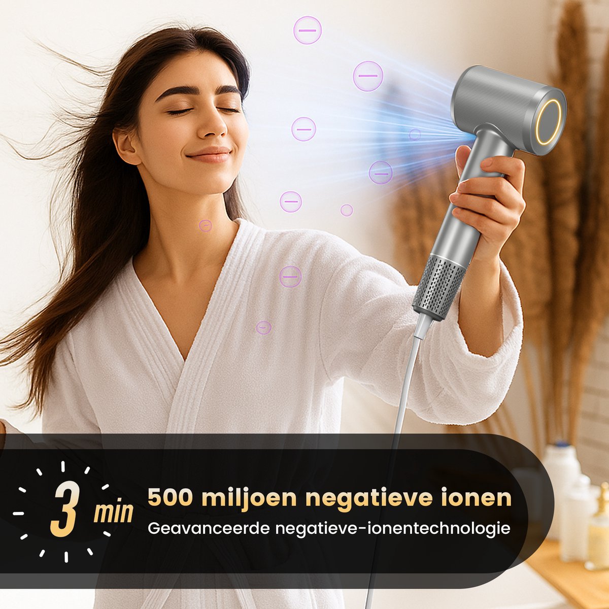 Royce Professionele Föhn - Föhn met Diffuser - Haardroger - Ionische Functie - Coolshot - Fohn met Diffuser en Nozzle thumbnail 5