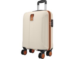Safari Handbagage Koffer 46L met Natvak - Polycarbonaat Hardcase - 55 × 40 × 23 cm - 8 Dubbele Spinnerwielen - TSA Cijferslot - Safari Thorium Royale Vanilla Tan Beige