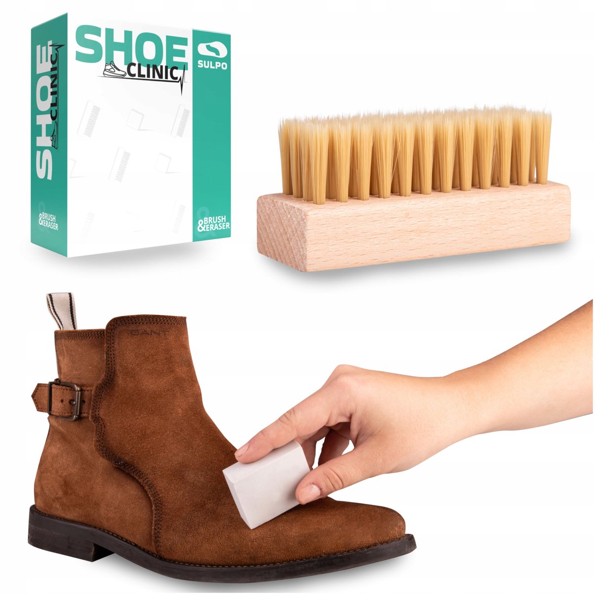 Schoenonderhoud Set: Borstel & Gum voor Suède en Nubuck